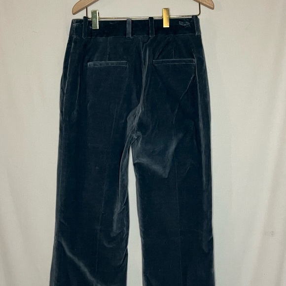 FRAME Velvet High-Rise Stacked Trousers Denim Blue Size 4MSRP $548 Luxe Pants